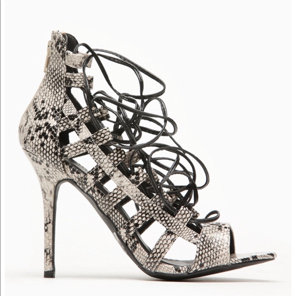 Open Toe Lace Up Heels